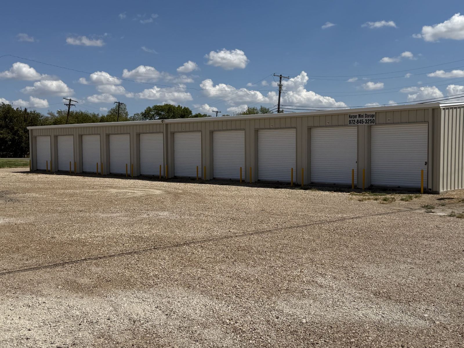 Row of storage units 17 through 20